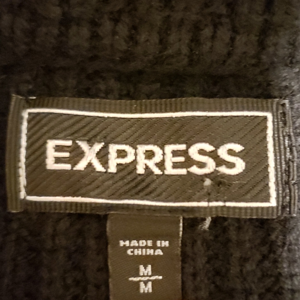 Express Cableknit Button Sweater Black Medium - image 6
